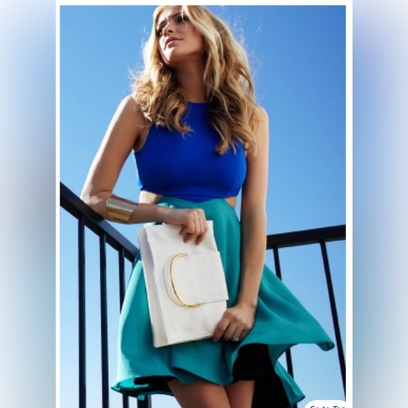 Donna Mizani Colorblock Cut Out Dress Blue - Picture 10 of 10